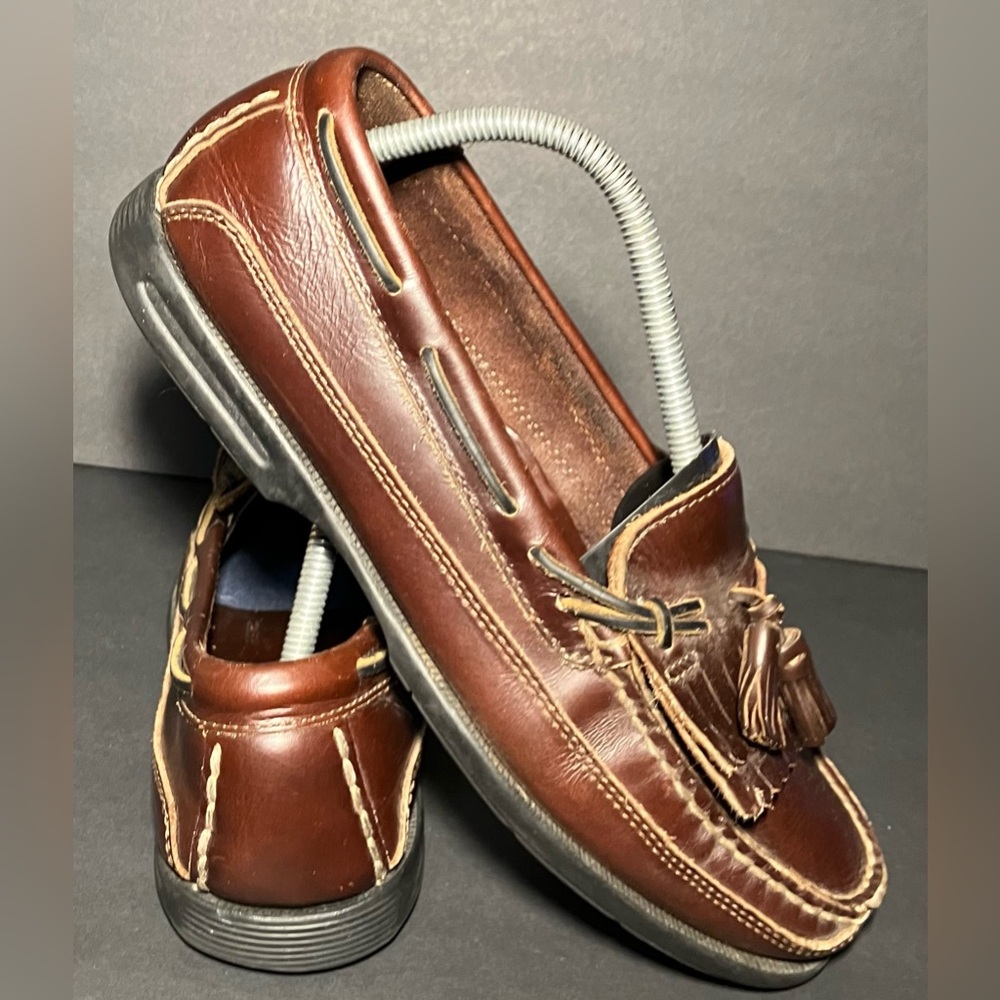 Sperry 0717157 Brown Leather Loafer Kiltie Shawl Tassel Boat Shoe Men’s 9M Great